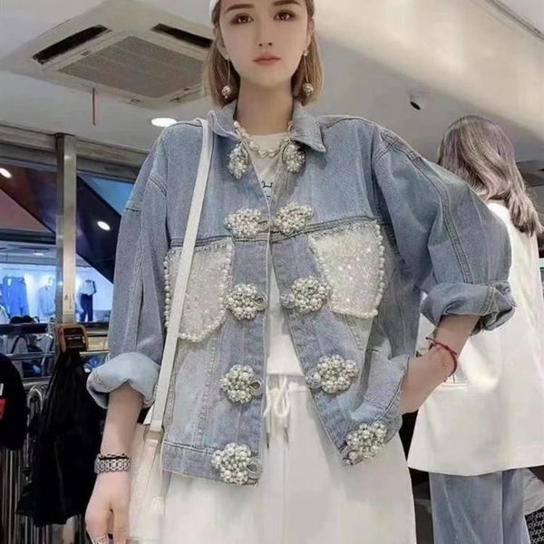 women's jackets spring pearls beading fashion denim jacket women temperament sequins pocket cowboy elegant clothing, Black;brown
women's jackets spring pearls beading fashion denim jacket women temperament sequins pocket cowboy elegant clothing, Black;brown
