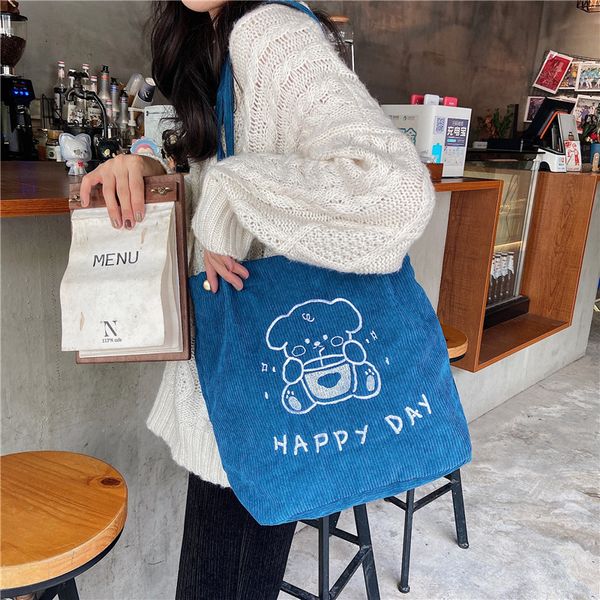 embroidered cute bear women large shoulder shopping bags vintage corduroy ladies handbags student girls portable casual tote bag
embroidered cute bear women large shoulder shopping bags vintage corduroy ladies handbags student girls portable casual tote bag
