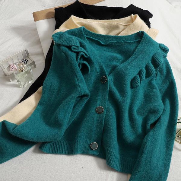 women's knits & tees sweater coat ruffled retro v-neck cardigan jacket autumn korean 2021 long-sleeved women knitted oversized, White
women's knits & tees sweater coat ruffled retro v-neck cardigan jacket autumn korean 2021 long-sleeved women knitted oversized, White