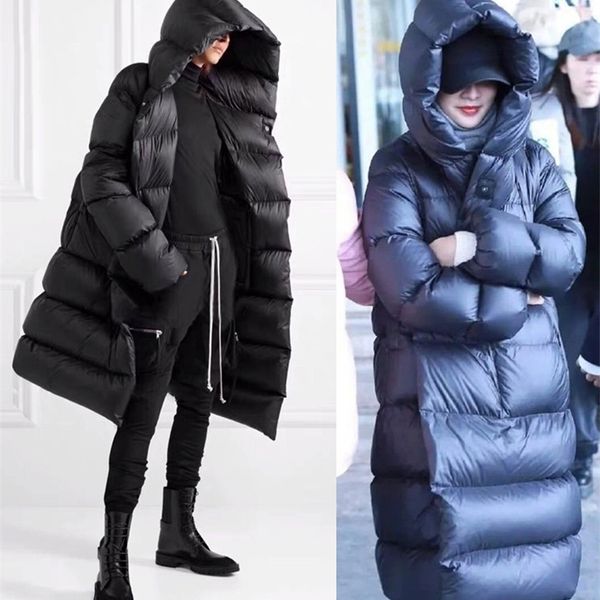 21 winter clothes li qin same men's and women's 90 white duck down medium long hooded jacket loose bread, Black
21 winter clothes li qin same men's and women's 90 white duck down medium long hooded jacket loose bread, Black