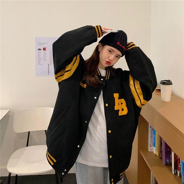 women's jackets jacket female autumn winter korean loose plus velvet thick sweater casual harajuku baseball uniform tide vintage clothe, Black;brown
women's jackets jacket female autumn winter korean loose plus velvet thick sweater casual harajuku baseball uniform tide vintage clothe, Black;brown