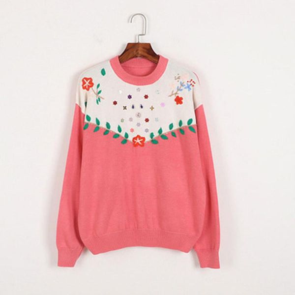 women's sweaters hand hook flower leaf round neck sweater early autumn winter european american color sequin diamond thin pullover, White;black
women's sweaters hand hook flower leaf round neck sweater early autumn winter european american color sequin diamond thin pullover, White;black