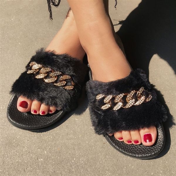 q9i autumn winter and chain flash drill indoor and outdoor plush casual slippers plush slippers, Black
q9i autumn winter and chain flash drill indoor and outdoor plush casual slippers plush slippers, Black