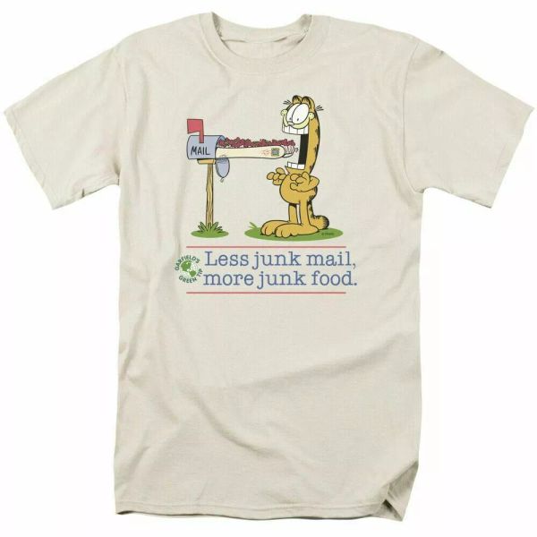 garfield less junk mail t shirt mens licensed cat jim davis comic tee cream, White;black
garfield less junk mail t shirt mens licensed cat jim davis comic tee cream, White;black