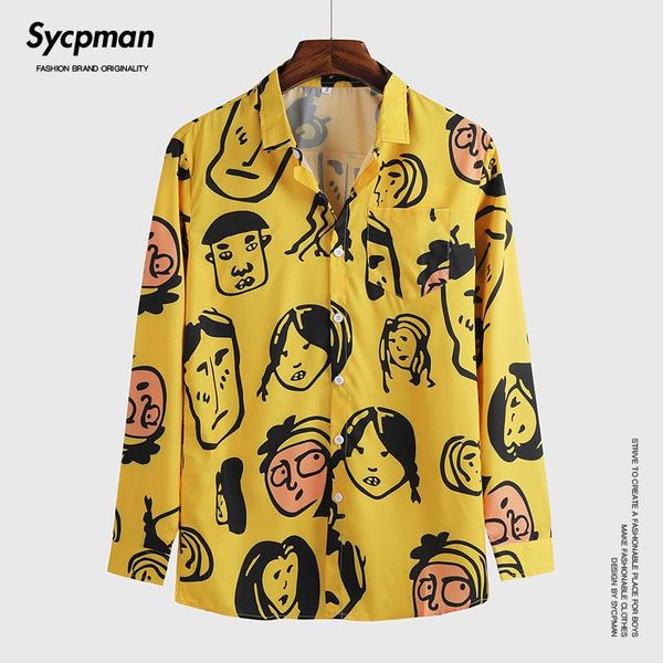 summer trend graffiti printed long sleeve shirt men's charm personality ice silk wear resistant yellow lapel wash style casual shirts, White;black
summer trend graffiti printed long sleeve shirt men's charm personality ice silk wear resistant yellow lapel wash style casual shirts, White;black