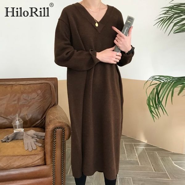 women chic v neck knitted sweater dress autumn batwing sleeve loose es casual long vestidos mujer 210508, Black;gray
women chic v neck knitted sweater dress autumn batwing sleeve loose es casual long vestidos mujer 210508, Black;gray