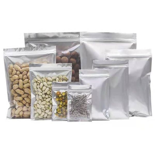 storage bags 100pcs/lot clear silver pure aluminum foil bag zipper grip seal tear notch food pouches resealable reclosable
storage bags 100pcs/lot clear silver pure aluminum foil bag zipper grip seal tear notch food pouches resealable reclosable