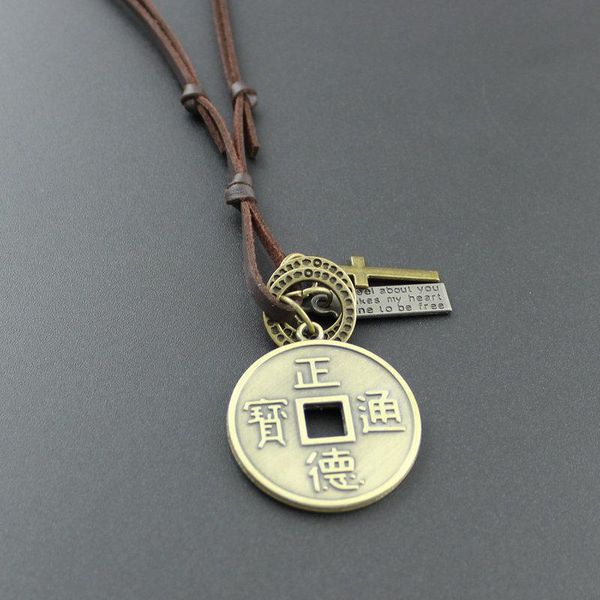 pendant necklaces chinese retro fortune coins feng shui i-ching traditional cross leather cord necklace for wealth seccess, Silver
pendant necklaces chinese retro fortune coins feng shui i-ching traditional cross leather cord necklace for wealth seccess, Silver