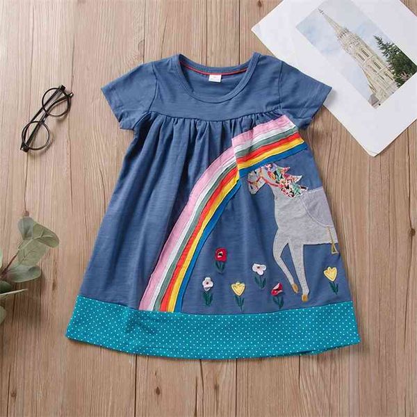 summer girls dress cute short sleeve print rainbow appliques vestidos 1-6t 210629, Red;yellow 
summer girls dress cute short sleeve print rainbow appliques vestidos 1-6t 210629, Red;yellow