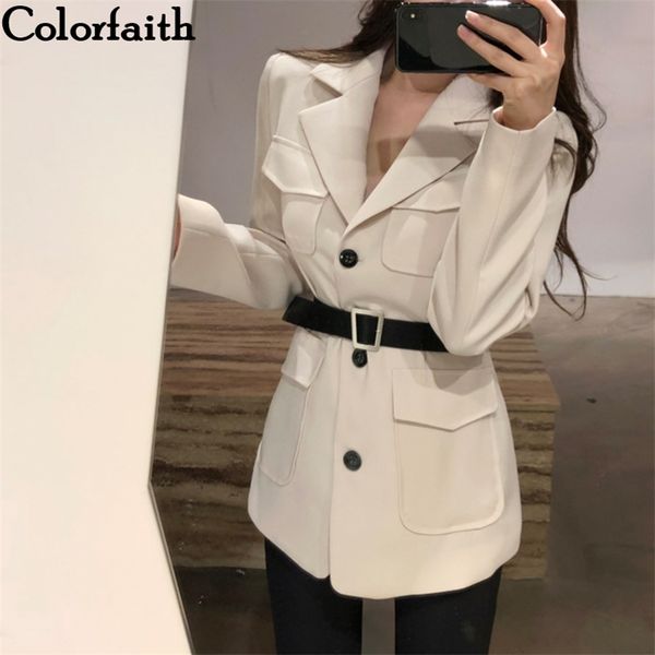 autumn winter women blazers jackets with belt pockets fashionable office lady korean style solid jk713 210427, White;black
autumn winter women blazers jackets with belt pockets fashionable office lady korean style solid jk713 210427, White;black
