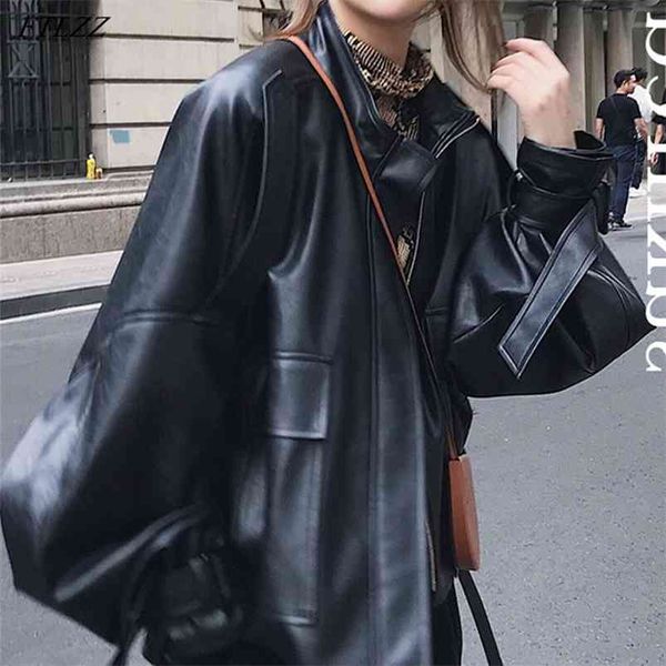 autumn women loose black short pu faux leather jacket casual female motorcycle biker pocket bf style coat outwear 210430
autumn women loose black short pu faux leather jacket casual female motorcycle biker pocket bf style coat outwear 210430