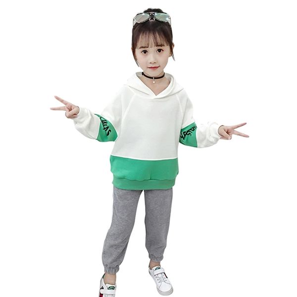 girl sport clothes letter hoodies + pants children's for s teenage tracksuit spring autumn kids clothing 210527, White
girl sport clothes letter hoodies + pants children's for s teenage tracksuit spring autumn kids clothing 210527, White