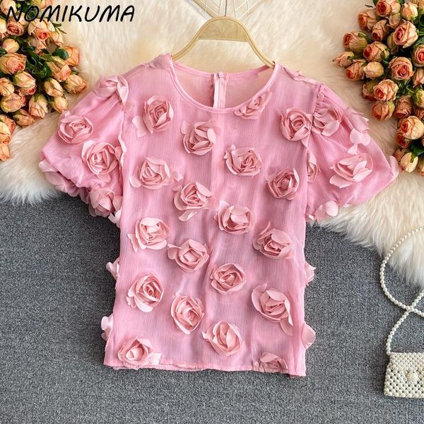 women's blouses & shirts nomikuma chiffon women chic 3d flowers shirt 2021 summer short sleeve o-neck korean blusa feminina 6k432, White
women's blouses & shirts nomikuma chiffon women chic 3d flowers shirt 2021 summer short sleeve o-neck korean blusa feminina 6k432, White