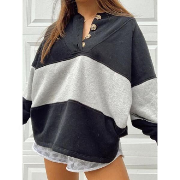 black streetwear patchwork button woman hoodies striped long sleeve loose casual female sweatshirt autumn winter clothes women's & swe
black streetwear patchwork button woman hoodies striped long sleeve loose casual female sweatshirt autumn winter clothes women's & swe