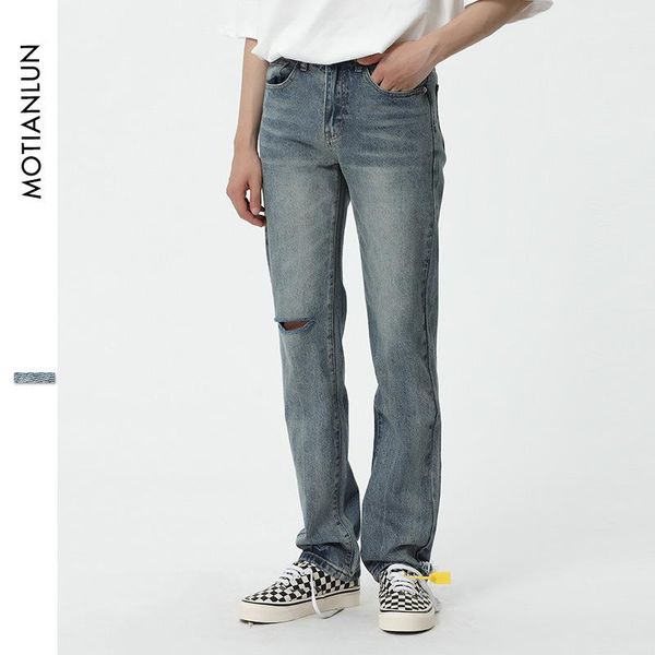 wear | street skateboard straight men's korean trend washed jeans pants cut leg details, Blue
wear | street skateboard straight men's korean trend washed jeans pants cut leg details, Blue