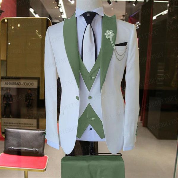 men's suits & blazers 2021 brand suit men 3 pieces groom wedding set fashion designs white business jacket vest green pants dress tuxed, White;black
men's suits & blazers 2021 brand suit men 3 pieces groom wedding set fashion designs white business jacket vest green pants dress tuxed, White;black