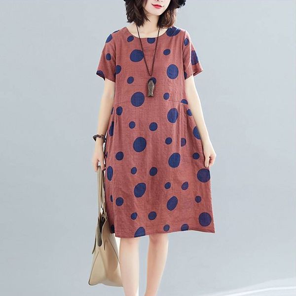 women summer casual dress new arrival fashion polka dot knee-length loose comfortable female cotton linen dresses p318 210412, Black;gray
women summer casual dress new arrival fashion polka dot knee-length loose comfortable female cotton linen dresses p318 210412, Black;gray