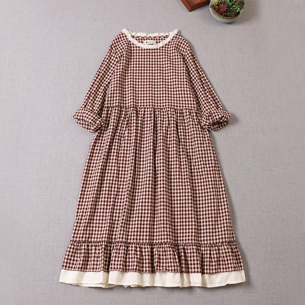 casual dresses japan style mori girl literature plaid long sleeve dress early autumn loose lace collar cotton and linen women, Black;gray
casual dresses japan style mori girl literature plaid long sleeve dress early autumn loose lace collar cotton and linen women, Black;gray