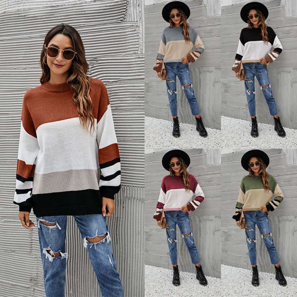 autumn and winter sweater fashion loose large crew neck striped women, White;black
autumn and winter sweater fashion loose large crew neck striped women, White;black