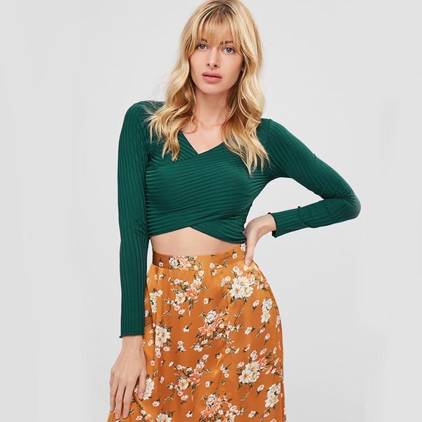 women's t-shirt long-sleeved female v-neck slim autumn 2021 clothes solid color cross short section exposed navel top, White
women's t-shirt long-sleeved female v-neck slim autumn 2021 clothes solid color cross short section exposed navel top, White