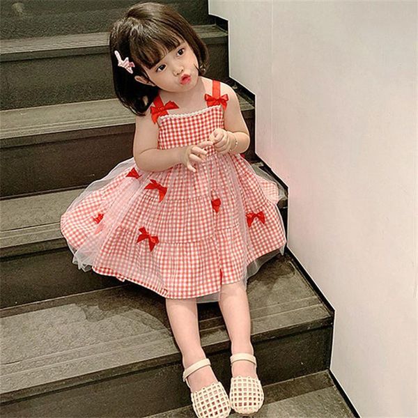 2-7t toddler kid baby girl clothes bow sleeveless plaid dress elegant gingham check red cute sweet summer sundress girl's dresses, Red;yellow
2-7t toddler kid baby girl clothes bow sleeveless plaid dress elegant gingham check red cute sweet summer sundress girl's dresses, Red;yellow