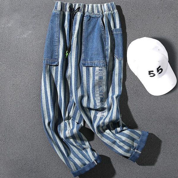 jeans men 's spring and autumn letter printing patchwork pocket contrast color striped elastic loose long pants fashion men's, Black
jeans men 's spring and autumn letter printing patchwork pocket contrast color striped elastic loose long pants fashion men's, Black