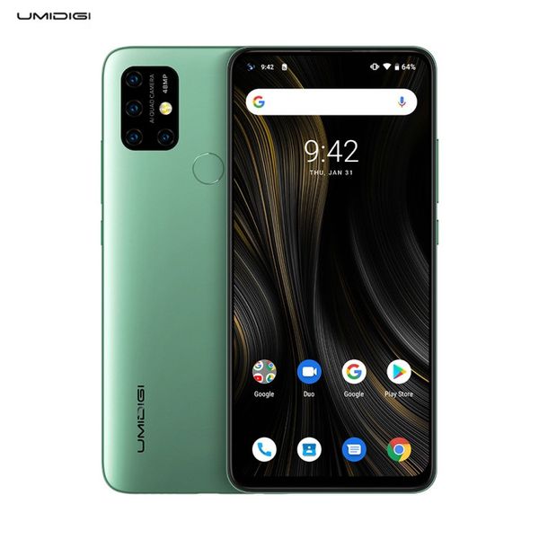 

umidigi power 3 mobile phone android 10 48mp quad ai camera 6150mah 6.53" fhd+ 4gb 64gb helio p60 nfc global version smartphone