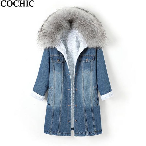women winter long parka big flaux fur collar thick warm denim coat plus velvet fleece multi-pocket jacket size women's jackets, Black;brown
women winter long parka big flaux fur collar thick warm denim coat plus velvet fleece multi-pocket jacket size women's jackets, Black;brown