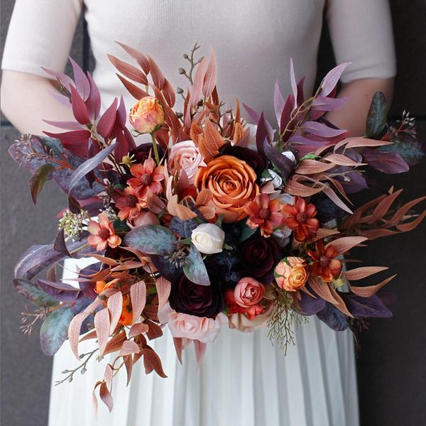wedding flowers sesthfar big bouquet autumn/fall coffee color rose mixed fake artifical bride holding boque de noiva
wedding flowers sesthfar big bouquet autumn/fall coffee color rose mixed fake artifical bride holding boque de noiva