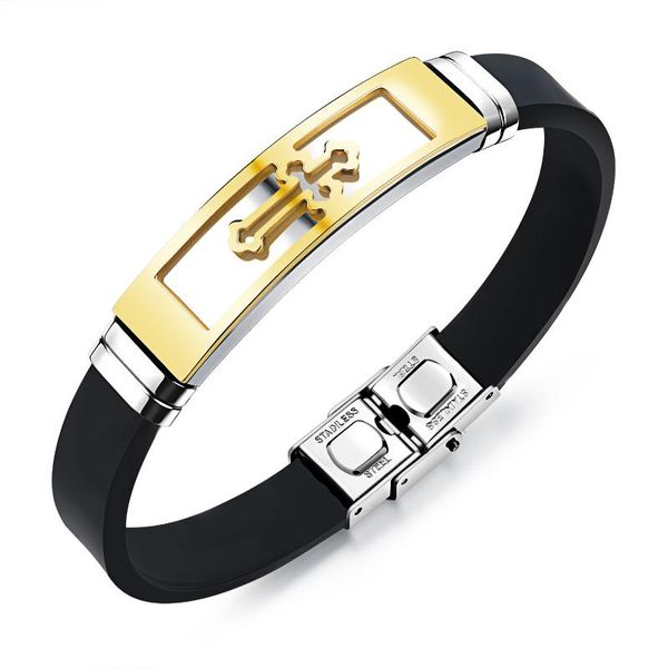 charm bracelets holy cross stainless steel man genuine silicone fashion length adjustable men jewelry bangles gift for, Golden;silver
charm bracelets holy cross stainless steel man genuine silicone fashion length adjustable men jewelry bangles gift for, Golden;silver
