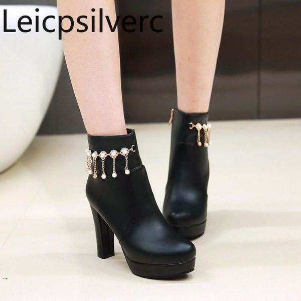 boots women's winter round head zipper tassel pearl crystal thick heel high short tube shoes plus size 34-43, Black
boots women's winter round head zipper tassel pearl crystal thick heel high short tube shoes plus size 34-43, Black