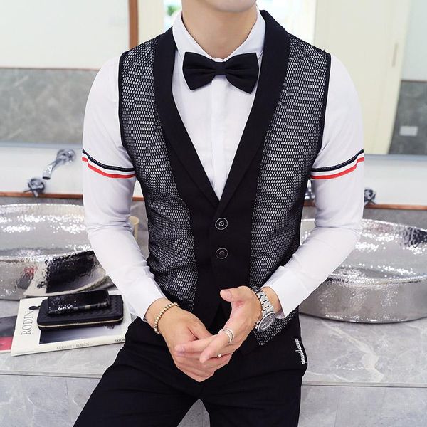 men's vests hollow out casual sleeveless for men nightclub work streetwear waistcoat wedding chalecos para hombre 2021, Black;white
men's vests hollow out casual sleeveless for men nightclub work streetwear waistcoat wedding chalecos para hombre 2021, Black;white