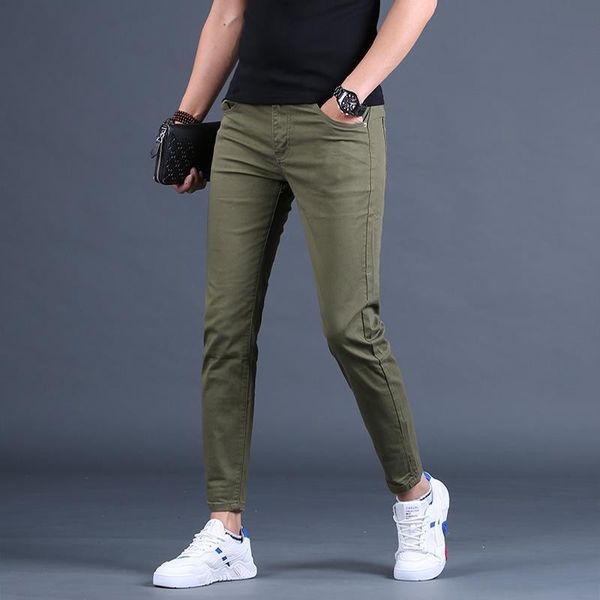 men's jeans summer thin slim fit men stretch ankle-length pants male casual cotton army green denim trousers, Blue
men's jeans summer thin slim fit men stretch ankle-length pants male casual cotton army green denim trousers, Blue