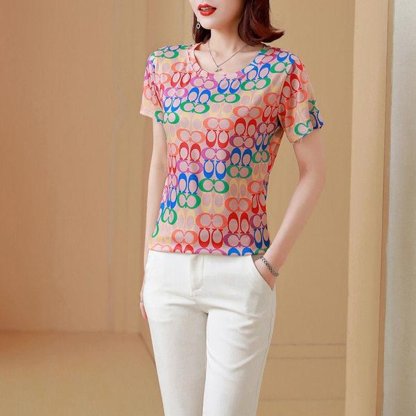 spring and summer round neck printed short sleeve t-shirt women's fashion jacket bottoming shirt, White
spring and summer round neck printed short sleeve t-shirt women's fashion jacket bottoming shirt, White