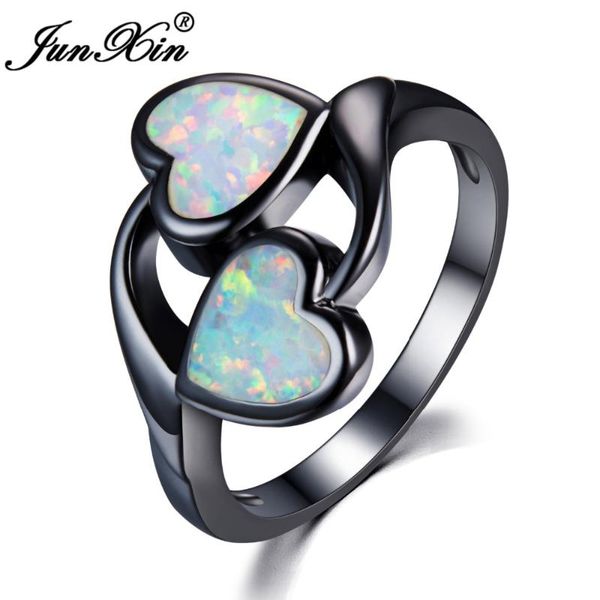 wedding rings junxin romantic double blue/white fire opal heart for women retro black gold filled bridal engagement ring gifts, Slivery;golden
wedding rings junxin romantic double blue/white fire opal heart for women retro black gold filled bridal engagement ring gifts, Slivery;golden