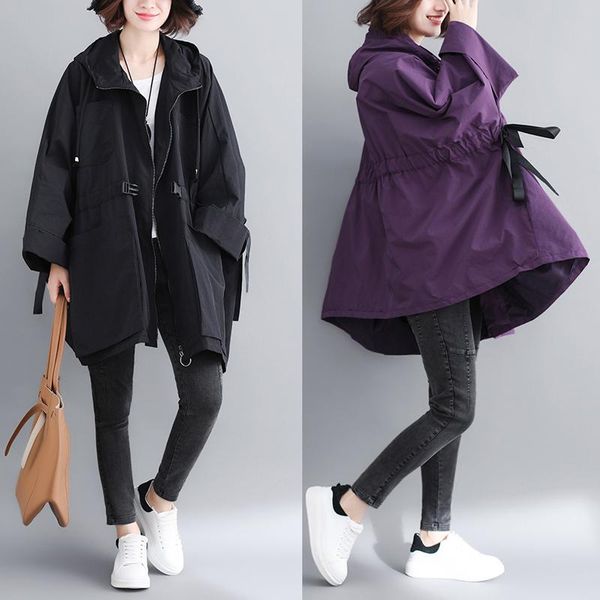 women's trench coats 2021 coat spring autumn female large size hooded outerwear casual loose windbreaker overcoat v603, Tan;black
women's trench coats 2021 coat spring autumn female large size hooded outerwear casual loose windbreaker overcoat v603, Tan;black