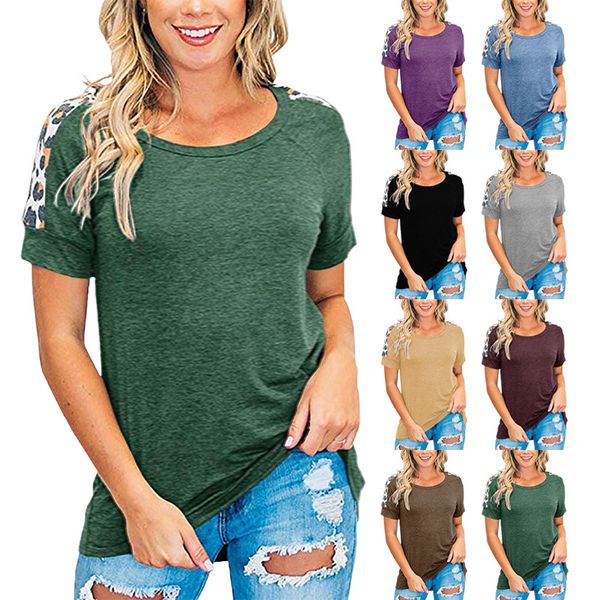 cross-border european and american supply 2020 summer new pullover round neck straight leopard splicing womens short sleeve t-shirt women, White
cross-border european and american supply 2020 summer new pullover round neck straight leopard splicing womens short sleeve t-shirt women, White