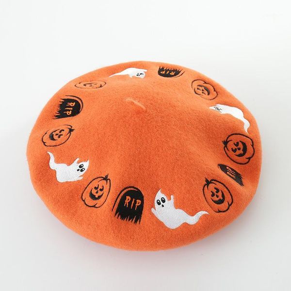autumn and winter halloween cartoon pattern embroidery 100% wool beret painter hat ladies fashion berets, Blue;gray
autumn and winter halloween cartoon pattern embroidery 100% wool beret painter hat ladies fashion berets, Blue;gray