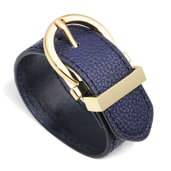 28mm width colorful leather cuff bracelet personality women style adjustable stainless steel buckle bracelets, White
28mm width colorful leather cuff bracelet personality women style adjustable stainless steel buckle bracelets, White