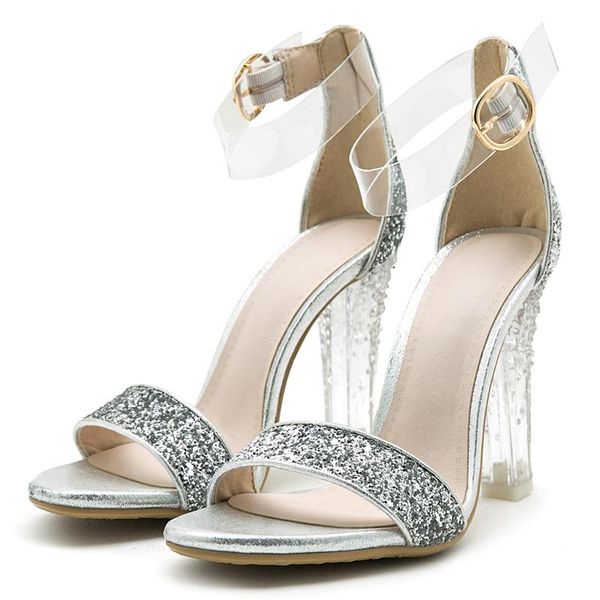 women summer sandals clear transparent heels high heel shoes bling glitter ankle strap wedding bridal, Black
women summer sandals clear transparent heels high heel shoes bling glitter ankle strap wedding bridal, Black