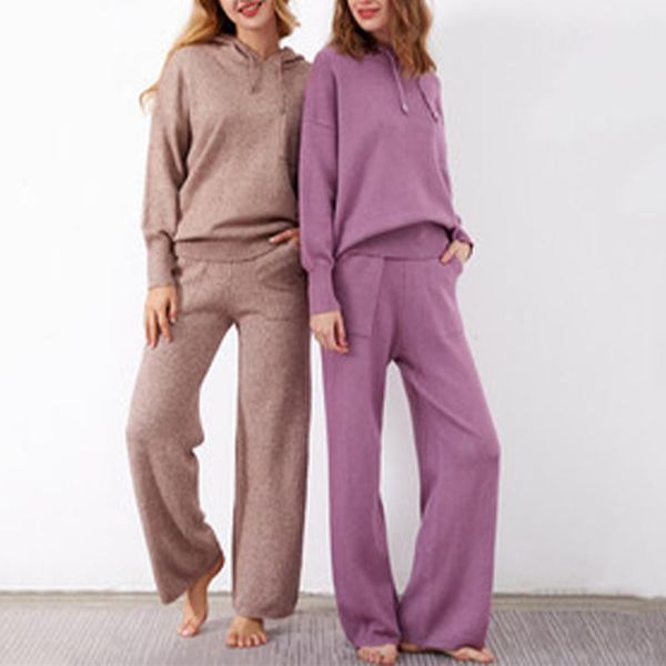 women's two piece pants knitted tracksuit two-piece set korean warm streetwear hooded pullover and high-waist wide-leg sweatpants suit, White
women's two piece pants knitted tracksuit two-piece set korean warm streetwear hooded pullover and high-waist wide-leg sweatpants suit, White