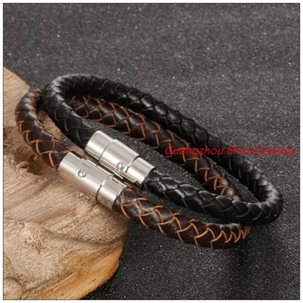 promoti316l stainless steel silver color brown black genuine leather braided wristband mens womens bracelet bangle 7.87" link, chain
promoti316l stainless steel silver color brown black genuine leather braided wristband mens womens bracelet bangle 7.87" link, chain