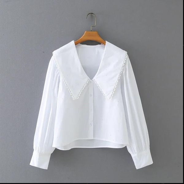 turndown collar white poplin women blouses casual femme long sleeve loose smock blusas s8002
turndown collar white poplin women blouses casual femme long sleeve loose smock blusas s8002