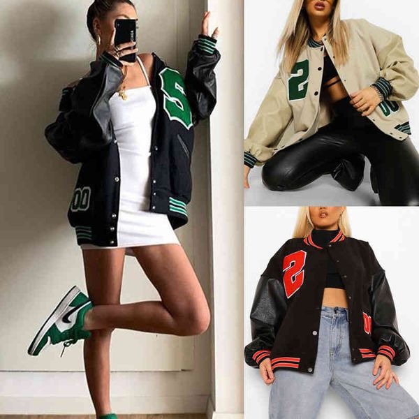 women's jackets baseball uniform bomber jacket spring autumn college for harajuku streetwear oversized coat vintage wsxx, Black;brown
women's jackets baseball uniform bomber jacket spring autumn college for harajuku streetwear oversized coat vintage wsxx, Black;brown