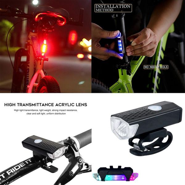 bike lights 2pcs bicycle headlight and taillights usb recharging 3w led super bright waterproof 300 lm front 15 rear
bike lights 2pcs bicycle headlight and taillights usb recharging 3w led super bright waterproof 300 lm front 15 rear