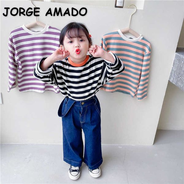 wholesale spring korean style girls t-shirts cotton loosee striped children fashion clothing e9020 210610, Blue
wholesale spring korean style girls t-shirts cotton loosee striped children fashion clothing e9020 210610, Blue