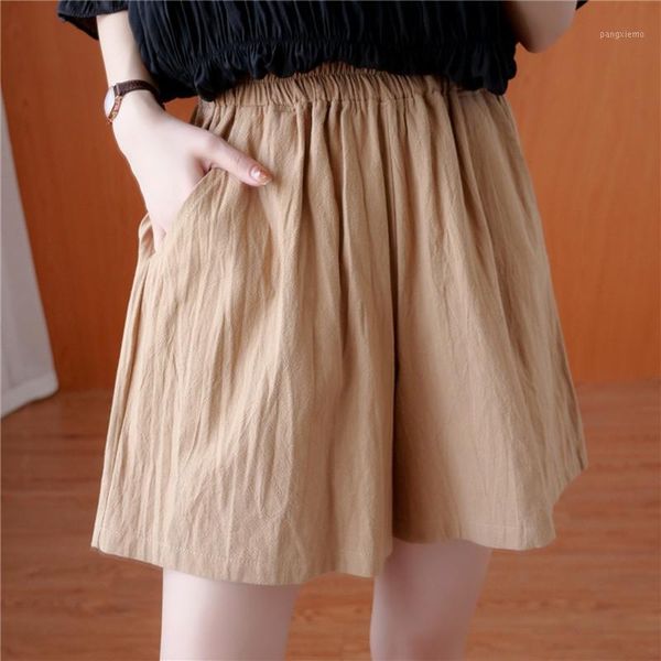women's shorts johnature casual cotton linen loose solid color women 2021 summer all match elastic waist pockets 6 colors, White;black
women's shorts johnature casual cotton linen loose solid color women 2021 summer all match elastic waist pockets 6 colors, White;black