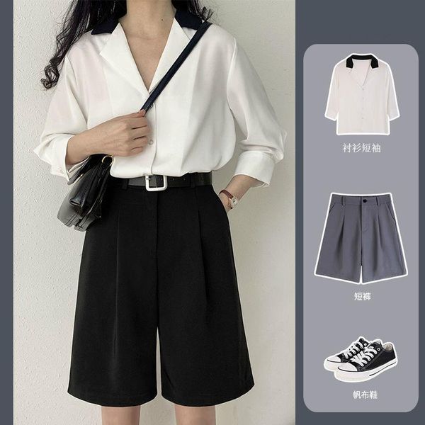 women's summer loose slimming ultra-high waist 5-point a- line wide leg straight t-shirt, White
women's summer loose slimming ultra-high waist 5-point a- line wide leg straight t-shirt, White