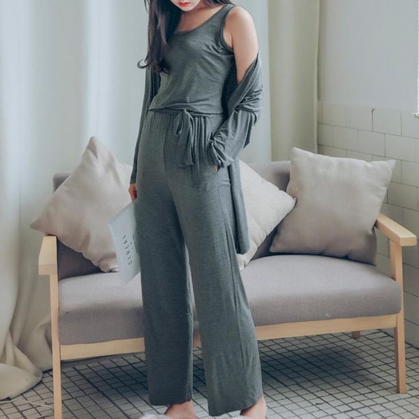 pieces set women modal full sleeve bodysuits solid loose crop long home suit soft velvet outfits women's tracksuits, Gray
pieces set women modal full sleeve bodysuits solid loose crop long home suit soft velvet outfits women's tracksuits, Gray