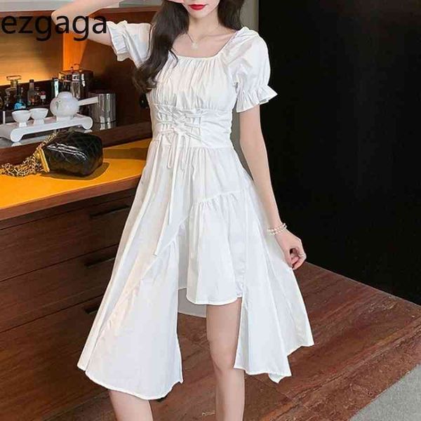ezgaga irregular short puff sleeve women dress summer new square collar high waist bandage dresses club korean fashion 210430, Black;gray
ezgaga irregular short puff sleeve women dress summer new square collar high waist bandage dresses club korean fashion 210430, Black;gray